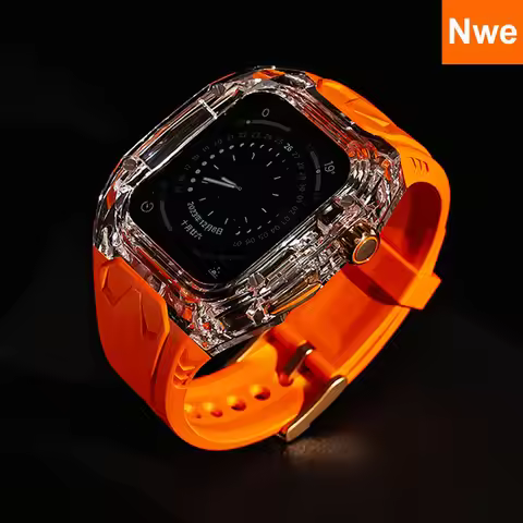 RICHARD Mile Watchband for iWatch Series 10/Ultra2, 46mm 49mm 45mm 44mm 42mm, Crystal Case + Silicon