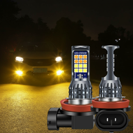 2Pcs 24LED Dual Color Car Fog Lamp H3 H4 H7 H8 H11 LED Bulbs 9006 H16 P13W Super Bright  2Pcs 24LED 