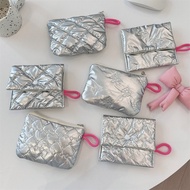 Blogger Diamond Silver Love Cute Clutch Cosmetic Coin Bag Portable Storage Hygiene Bag