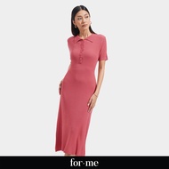 ForMe Ribbed Midi Dress for Women (Brick Red)