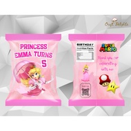 Princess Peach Chip Bag | Super Mario Chip Bag Goodie Bag | Personalised Gift | Customised Gift | DI
