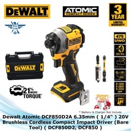 Dewalt Atomic DCF850D2A 6.35mm ( 1/4" ) 20V Brushless Cordless Compact Impact Driver (Bare Tool) ( D