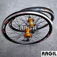 WHEELSET SEPEDA 20 INCH ATLANTIS OXO DOUBLE WALL LUBANG 36 HOLE 36H VELG RIM RIMS HUB FREEHUB JARI J