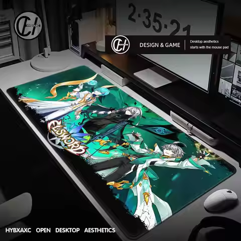 Elsword Mouse Pad Anime Gaming RGB Mouse Pad LED Table Pads Backlit Rubber Desktop Desk Mats XXL