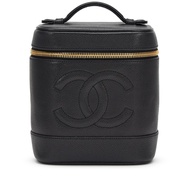Chanel Vintage Black Caviar Timeless CC Vanity Cosmetic Case Bag Gold Hardware, 1996-1997
