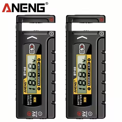 ANENG BT169 2Pcs Universal Battery Level Detector Compatible with 1.2V-4.8V 9V AA 18650 Battery No P