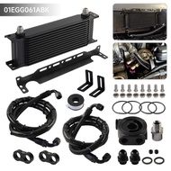 13 Row AN8 Oil Cooler + Thermostatic Sandwich Plate Hose Kit For VW Golf MK5 MK6 Audi A3 A4 B7 TTS 1