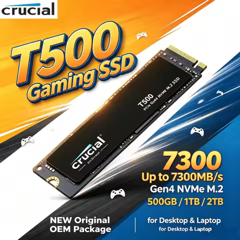 Crucial T500 500GB 1TB Gen4 NVMe M.2 Internal Gaming SSD Up to 7300MB/s for Laptop Desktop OEM Packa
