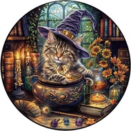 KAAYEE Wooden Puzzles for Adults, 3D Visual Effect Magic Feline Cat Wooden Jigsaw Puzzle Unique Shap