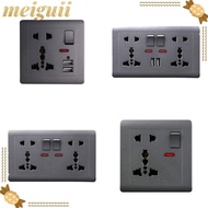 MEIGUII Global Power Socket Switch, Electrical Standard International Wall Socket, Black Universal 1