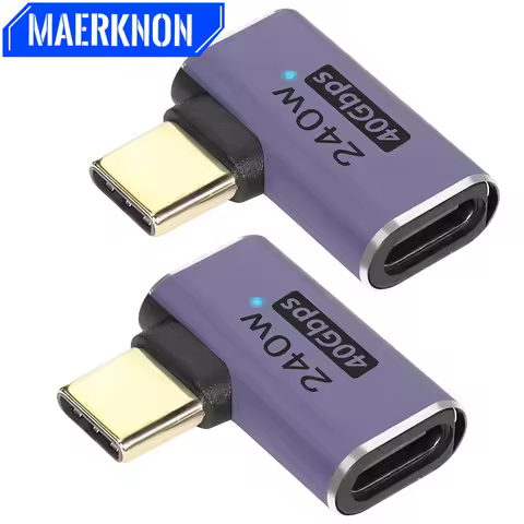 USB4.0 C 90 Degree Angle Adapter 240W 40Gbps Type C 4.0 Male to Female with LED Indicator for Steam 