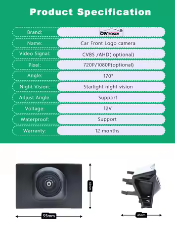 170° Fisheye AHD 1080P Vehicle Car Camera For Audi Q3 RSQ3 8U 2011 2012 2013 2014 2015 Front Logo Vi