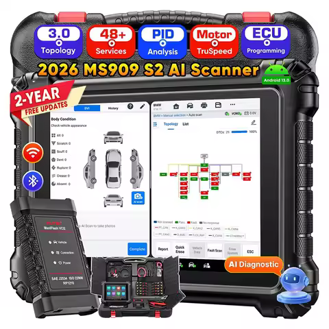 Autel MaxiSys MS909 S2 OBD2 Scanner Topology 3.0 VCI2 Programming AI Intelligen Scan Car Diagnostic 