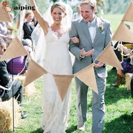 AIPING Burlap Pennant Banner, Triangular Shape 4. Length Jute Hessian Flag Garland, Rustic Blank Can