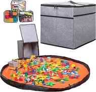 XL Toy Storage Organizer with Play Mat - Collapsible Fabric Storage Box for Boys, Girls & Kids - Bas
