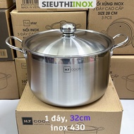 Single bottom stainless steel pot 30cm, 32cm, stainless steel 430, HT cook