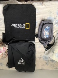National Geographic 背包 + Human Made 背包 + 地球圖案斜孭袋