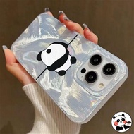 Cute Panda Luxury Camlet Laser Phone Case For Realme 12 11 Pro Plus 12X 10 4G 9i 8 7 6 5 2 Pro 8i 7i