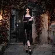 Beautiful Gothic Dress with Fitbody Cut Gothic Long Dress with Beautiful Accents / Dress Trendy Goth