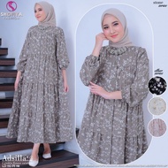 Adsilla Midi Dress Original Shofiya Hijab - Baju Gamis MIDI Jumbo