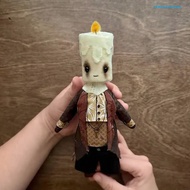 Shenyoushop Spooky Candle Head Doll with Vintage Clothing LED Flickering Flame Unique Collectible Ar