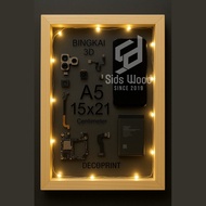 SidsWood [3DA5] 3D Acrylic Wood Frame A5 15x21 cm Wooden Frame for Dowry 3D Frame Dutch Teak Wooden 