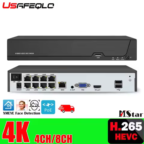 Face detection H.265 8ch*4K 4ch/8ch PoE Network Video Recorder Surveillance PoE NVR 4/8Channel For H