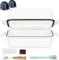 9x5 Inch Cast Iron Loaf Pan with Lid, Large Loaf Pans for Sourdough Bread Baking, Even Heat Distribu