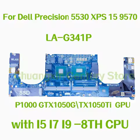 For Dell Precision 5530 XPS 15 9570 Laptop Motherboard LA-G341P with I5 I7 I9 CPU P1000 GTX1050/GTX1