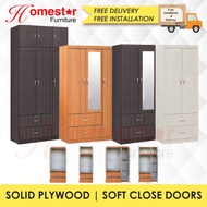 HOMESTAR. SOLID PLYWOOD 2 DOOR Wardrobe 3 DOOR cabinet SOFT CLOSING Doors Closet with/without TOP-SG INSTOCKS