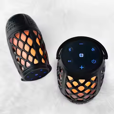 New Bluetooth Speaker Wireless Speaker Portable Handheld Outdoor Home LED Simulated Flame Light Blue