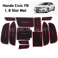 （With Logo) Honda Civic FB 1.8 / 2.0 Car Slot Mat Red Lining Slot Mat