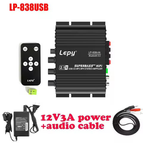 Lepy LP-838\838BT\838USB MINI Digital Hi-Fi Car Power Amplifier 2.1CH Digital Subwoofer Stereo BASS