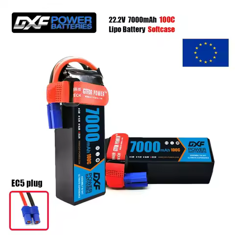 DXF 6S Lipo Battery 22.2V 7000mAh 100C with EC5 Plug SoftCase For 1/8 Buggy Truggy Offroad Car Boat 