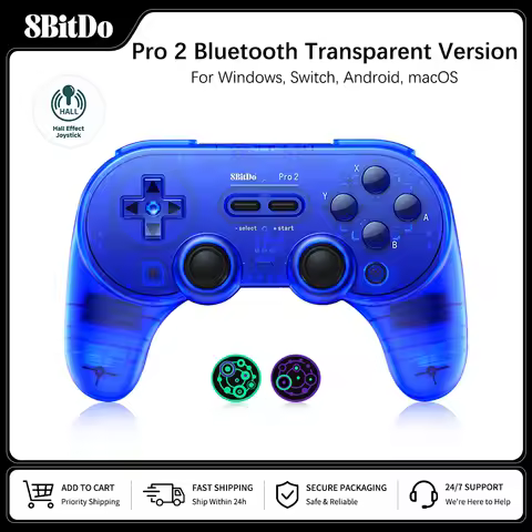 8BitDo Pro 2 Bluetooth Controller Hall Effect Joystick Gamepad for Apple Nintendo Switch 2 PC MacOS 