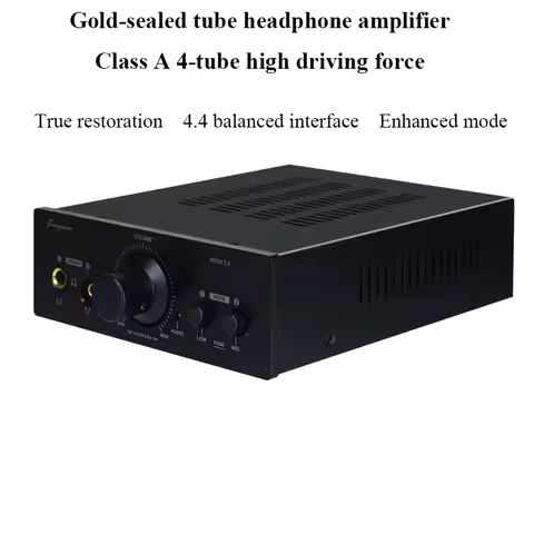Class A Gold Sealed Tube Headphone Power Amplifier 4.4mm Balanced Output 2000mW Power Desktop Headph