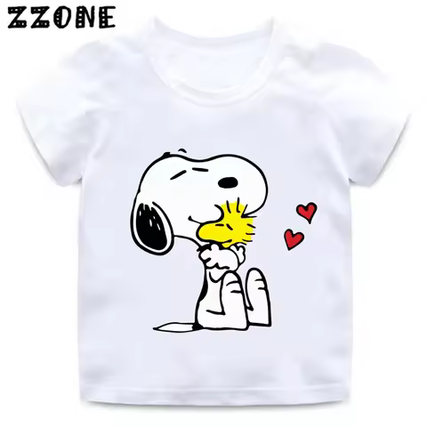 Hot Sale Snoopy Cute Dog Print Cartoon Kids T-Shirts Girls Clothes Baby Boys Short Sleeve T shirt Su