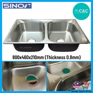 *READY STOCK* Sinor SN-8046 Stainless Double Bowl Kitchen Sink