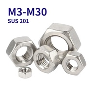 Hex Nut 201 Stainless Steel Hexagon Nut M3-M30 [WJX-GY]