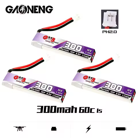 1-10Pcs GNB 1S 300mAh 3.8V Max 120C HV Lipo Battery PH2.0 for US65 UK65 Inductrix Beta65S URUAV UR65