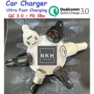 Car Charger QC3.0 PD Fast Charge 18W 35W 38W 3.1A 5V 7A Dual USB Type C 4 USB Fast Charging Adapter 