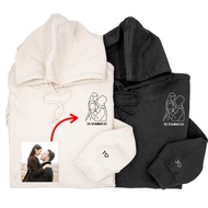 GODMERCH Custom Embroidered Hoodie Design Your Own, Custom Outline Photo Hoodie, Couple Matching Hoo