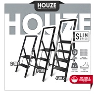 [HOUZE] 'SLIM' Aluminium 2|3|4 Tier Steps Ladder -  Wide Steps | Foldable | Space Saving | Large | Secure