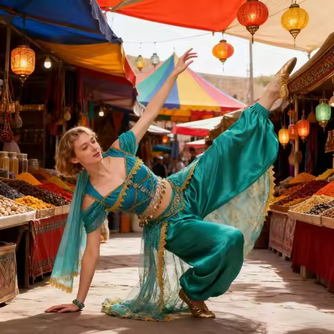 Jasmine Princess Costume Arabian Belly Dance Outfit with Sequined Crop Top Harem Pants