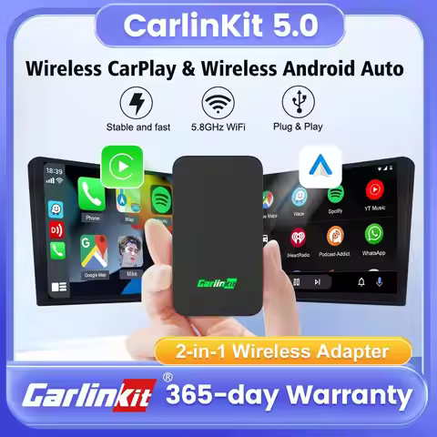 CarlinKit 5.0&Mini5 Pro Wireless CarPlay Android Auto Adapter 2 in 1 CP2A Plus Smart Dongle for Blue