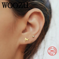 WOOZU minimalista vero argento Sterling 925 Mini lucido libellula orecchini per le donne ragazze gio