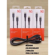 MCDODO DATA CABLE 100W(5A)  + 2 METER TYPE C TO TYPE C MODEL：- CA-8353 BLACK