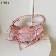 KCZAKA Crossbody bag bow pleated fashion premium dumpling bag