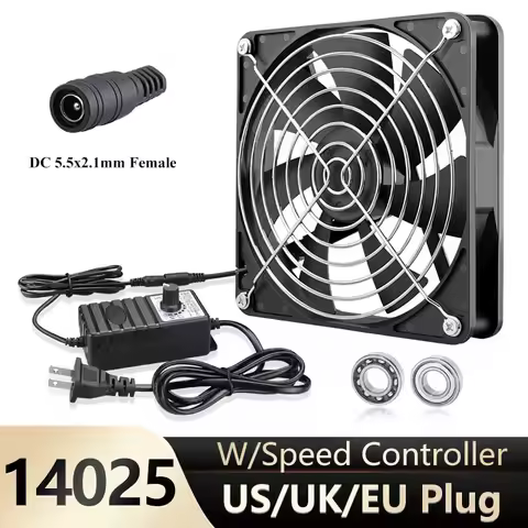 GDSTIME 140MM Cooling Axial Fan 12V DC Female Connector 14cm 140x140x25mm Centrifugal Cooling Fan w/