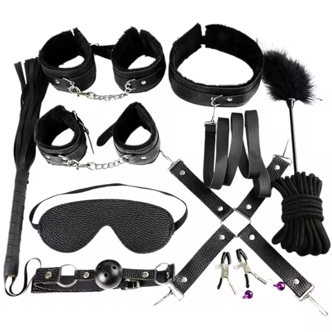 11Pcs SM Bondage Set Adult Intimate Toys Handcuffs Restraint Straps Bondage for Flirting Soft Comfor